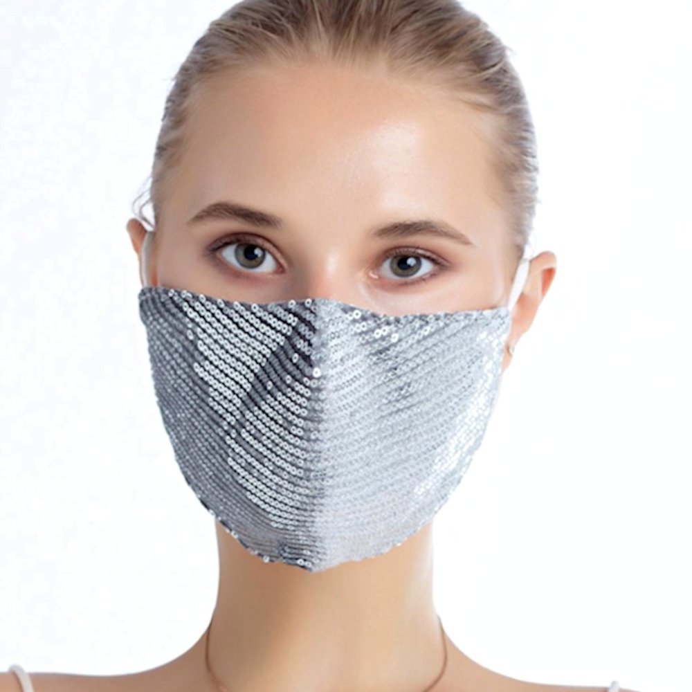 Sequin Bling Fashion Face Masks (Silver)